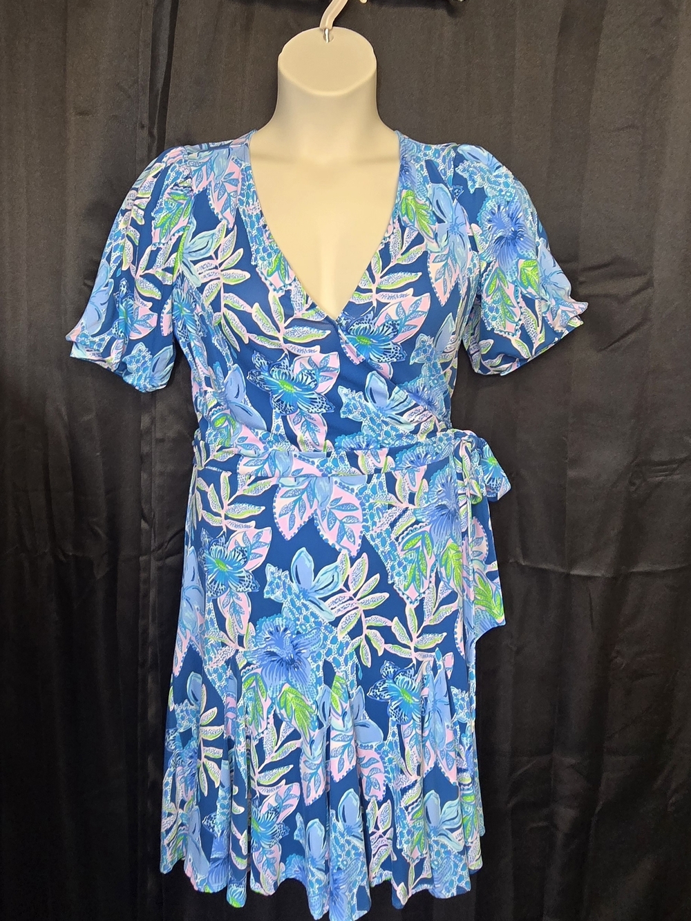 Lilly Pulitzer Pink-Accented Blue & Pink Floral Wrap Dress